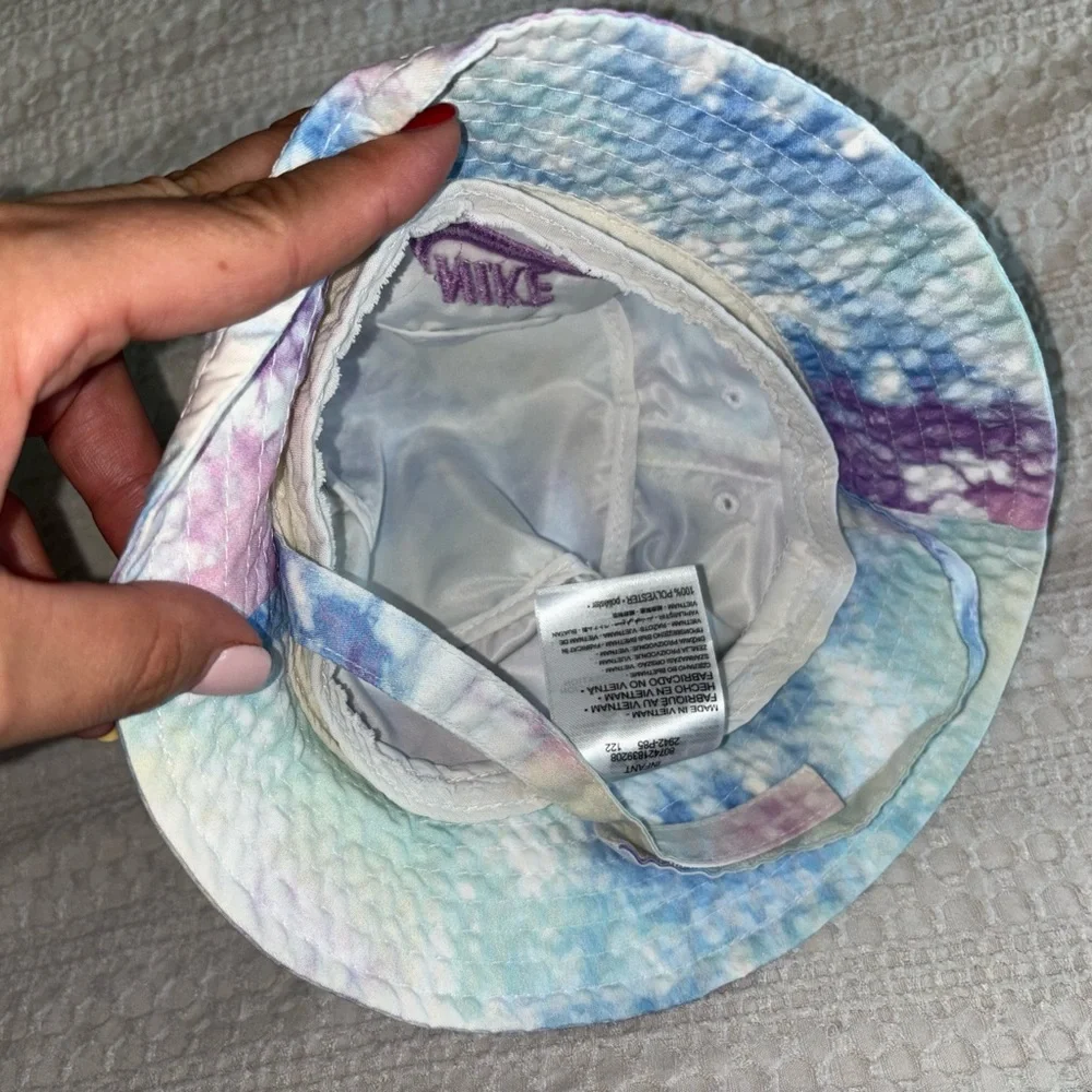 Nike Kids Pastel Tie-Dye Bucket Hat with Purple Logo